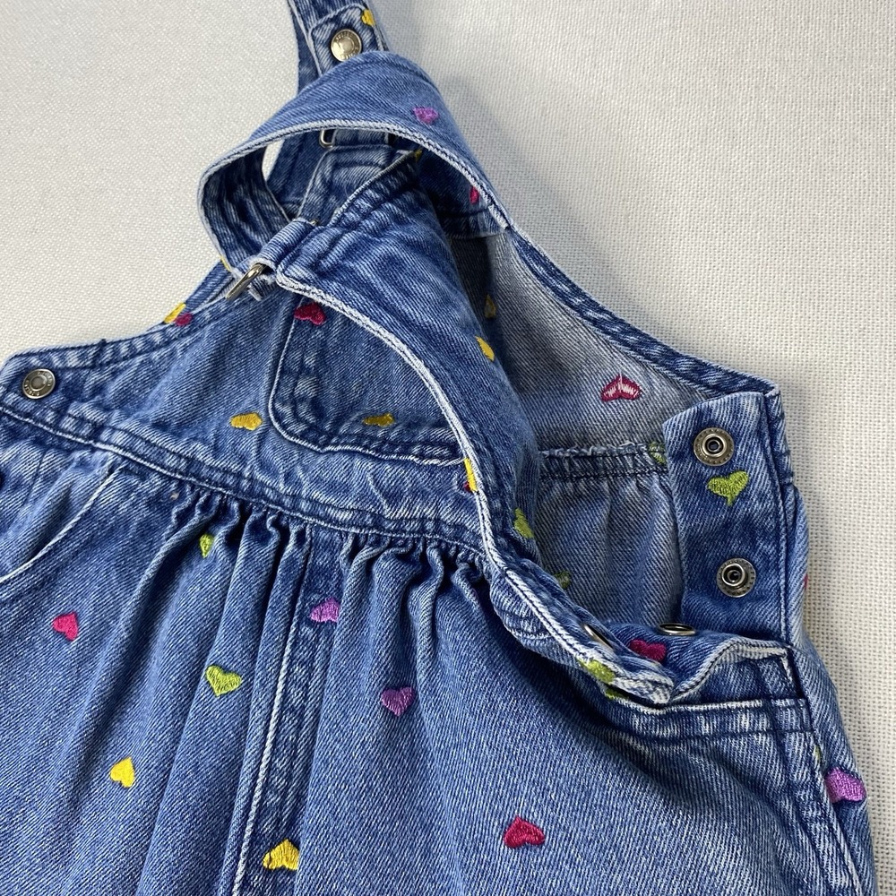 Vintage Carter's Girls Blue Denim Overalls 18-24M Embroidered Hearts Y2K - Picture 12 of 16